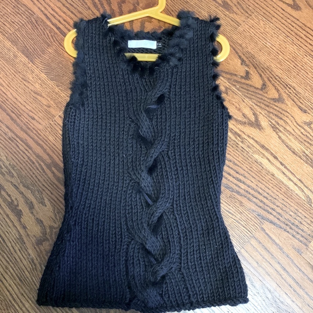 Fur trimmed vest
